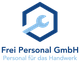 Logo mit Schraubenschlüssel und Text: "Frei Personal GmbH - Personal für das Handwerk".