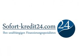 Logo mit Text: "Sofort-kredit24.com - Ihre unabhängigen Finanzierungsspezialisten" und Kreis mit "24".