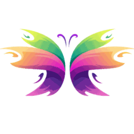 Mariposa con alas de arcoíris en degradado, estilo artístico y simétrico.