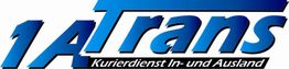 Logo von 1A Trans, blauer Text: "Kurierdienst In- und Ausland."