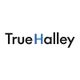 Texto "TrueHalley" con la letra H en azul y las demás letras en negro sobre fondo blanco.