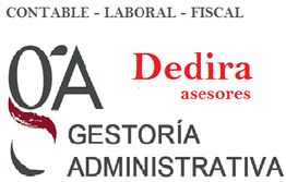 Logo de Gestoría Administrativa Dedira, con palabras contable, laboral y fiscal.