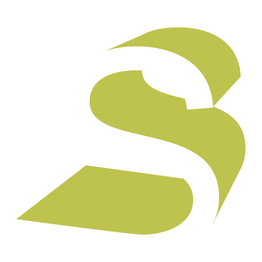 Logo verde en forma de "S" estilizada sobre un fondo blanco.