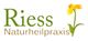 Logo der "Riess Naturheilpraxis" mit einer gelben Blume neben dem Text.
