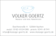 Visitenkarte von Volker Goertz, Masseur, mit Kontaktinformationen und Logo.