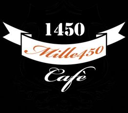 Logo con scritte: "1450", "Mille450" e "Cafè" su sfondo nero.
