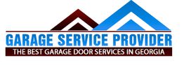 Logo: "Garage Service Provider" with two roof icons; tagline: best garage door services in Georgia.