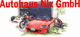 Rotes Auto und Motorräder vor einer Garage, darüber steht "Autohaus Nix GmbH" in Rot.