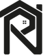 Logo stylisé en forme de maison avec une lettre R intégrée et une fenêtre au centre.