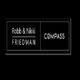 "Robb & Nikki Friedman and Compass logos on a black background."