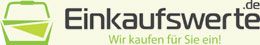 Logo von Einkaufswerte.de mit einem Einkaufswagensymbol und dem Slogan „Wir kaufen für Sie ein!“.