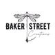 Logo with dragonfly says "Baker Street Creations" in bold and cursive fonts.