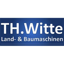 Logo von TH. Witte, Anbieter von Land- und Baumaschinen, auf blauem Hintergrund.