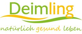 Logo mit Schriftzug "Deimling, natürlich gesund leben" in Grün und Gelb auf weißem Hintergrund.