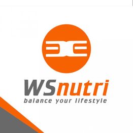 Logo mit orangem Kreis, Messer-Gabel-Symbol. Text: WSnutri, balance your lifestyle.