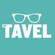 White eyeglasses above the text "DR. TAVEL" on a teal background.