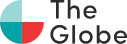 Logotipo de "The Globe" con gráfico circular en azul, rojo y gris al lado del texto.