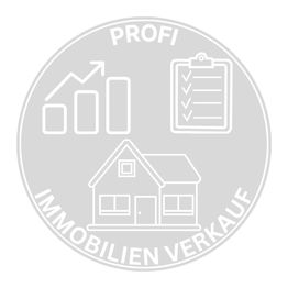 Eine Grafik mit Diagramm, Checkliste, Haus und Text: Profi Immobilien Verkauf.