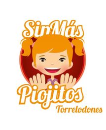 Ilustración de niña sonriente con texto "Sin Más Piojitos, Torrelodones" en colores naranja y rojo.