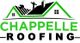 Chappelle Roofing logo with silhouetted workers on a green-outlined roof.