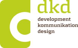 Grünes Logo mit den Buchstaben "dkd" und den Wörtern "development, kommunikation, design".