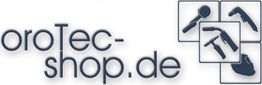oroTec-shop.de Logo mit Icons von Werkzeugen: Hammer, Bohrer, Schraubenzieher, Taschenlampe.