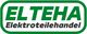 Logo mit grünem Text: ELTEHA Elektroteilehandel, umrahmt von einem grünen Oval.
