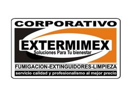Logo de Extermimex, servicios de fumigación, extinguidores y limpieza.