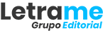 Logotipo de "Letrame Grupo Editorial" en letras negras y azules.