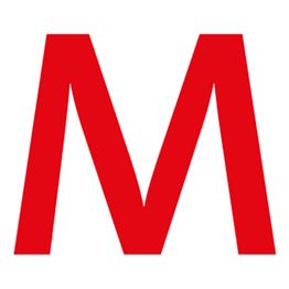 Großer roter Buchstabe "M" auf weißem Hintergrund.