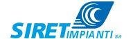 Logo blu con la scritta "SIRET IMPIANTI srl" e un'onda stilizzata.