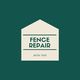 Logo for "Fence Repair, Austin, Texas" with house shape on a dark green background.
