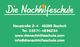 Grünes Logo der Nachhilfeschule mit Adresse, Telefonnummer und Website-Informationen.