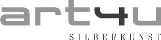 Logo mit dem Text "art4u SILBERKUNST" in grauer Schrift auf weißem Hintergrund.