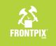 Grünes Logo mit gekreuzten Werkzeugen und dem Text "FRONTPIX COM".