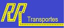 Logo "PP Transportes" com fundo azul e texto amarelo traçado.