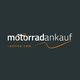 Logo mit Text: "motorradankauf-online.com" auf dunkelgrauem Hintergrund in Orange und Weiß.