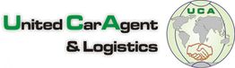 Logo von "United Car Agent & Logistics" mit Weltkarte und Händedruck.