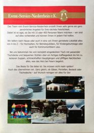 Eine Broschüre von Event-Service-Niederrhein e.K. mit Text und Veranstaltungsfotos.