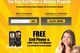Ad for a free cell phone program with images of phones, details, and buttons for new and existing users.