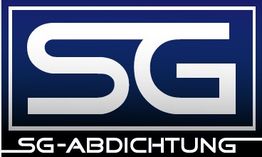 Logo mit großen weißen Buchstaben "SG" auf blauem Hintergrund, Text "SG-ABDICHTUNG" darunter.