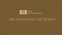 Braunes Logo mit Schriftzug "Didier Rechtsanwälte" und "Rechtsanwalt München".
