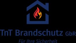 Logo der TnT Brandschutz GbR mit Flammenmotiv und dem Slogan "Für Ihre Sicherheit".