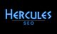 Text "Hercules SEO" in bold blue on a black background with a line beneath "Hercules".
