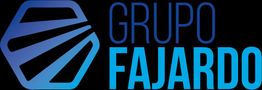 Logotipo azul de Grupo Fajardo con forma hexagonal.