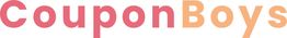 Logo mit dem Text "CouponBoys" in rot und orange Farbverlauf, stilvolle Schriftart.