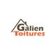 Logo de Galien Toitures avec texte marron et orange, et icône de maison stylisée.