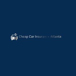 Logo with a car icon and text: "Cheap Car Insurance Atlanta" on a dark blue background.