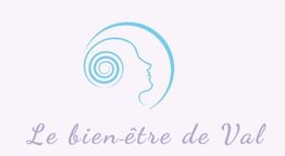 Logo avec profil de tête et texte "Le bien-être de Val" en dessous.