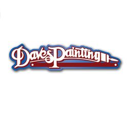 Stylized "Dave's Painting" logo with red, white, and blue colors and a paintbrush graphic.